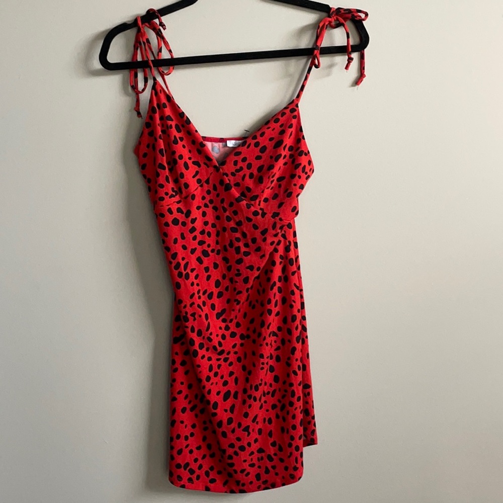 Red leopard dress
